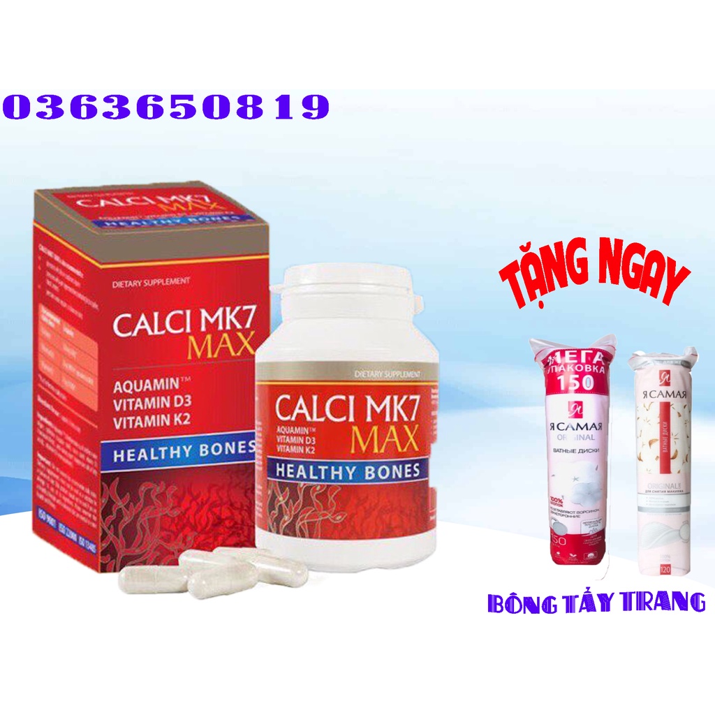 Calci MK7 Max . Canxi tảo đỏ tự nhiên ,giúp bổ sung canxi vitamin k2 d3 cho bà bầu, tăng chiều cao cho bé hộp 60 viên