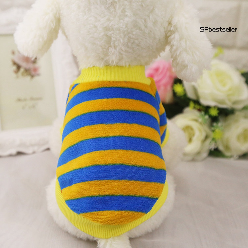 Trang Phục Vải Nhung San Hô Kẻ Sọc Giữ Ấm Mùa Thu Cho Thú Cưng
