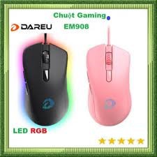 Chuột Gaming DAREU EM908 Black/Pink (LED RGB, BRAVO sensor) - Hãng phân phối chính thức