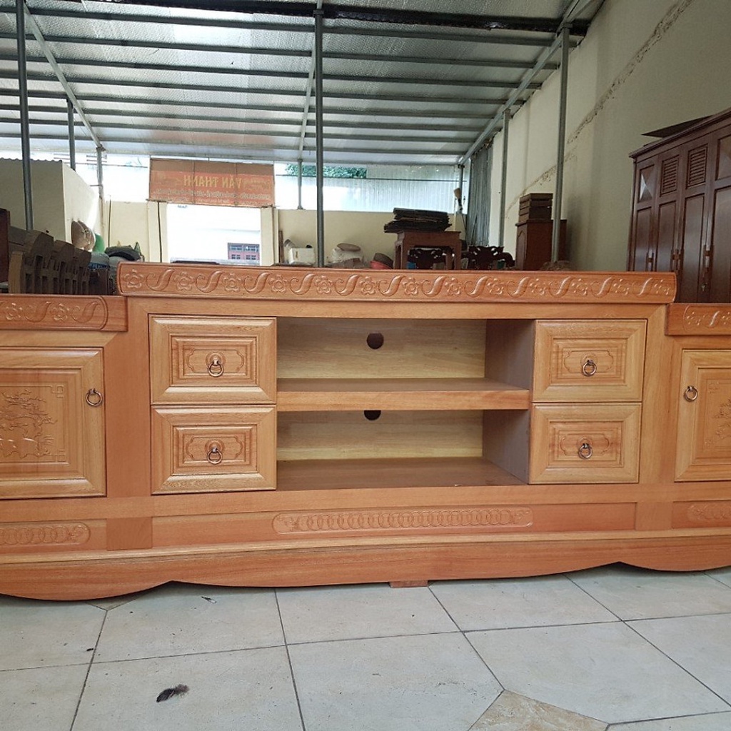 Kệ Tivi Gỗ Đinh Hương 2M4. kệ gỗ trang trí phòng khách , tủ tivi