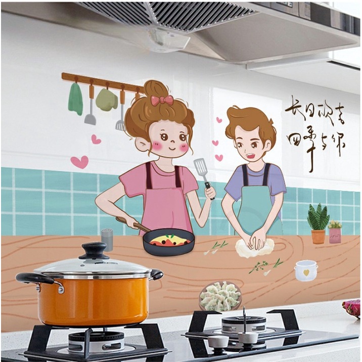 Giấy dán tường bếp 60x90cm chống dầu mỡ dễ lau chùi, miếng decal dán bếp đẹp
