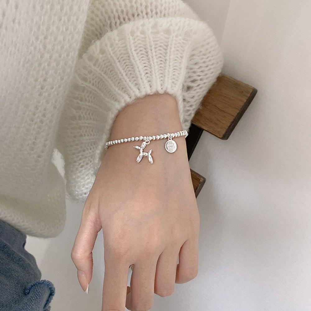 Vòng Tay Chuỗi Hạt VANES1 Co Giãn Phối Mặt Khắc Chữ Phong Cách Retro Cho Nữ