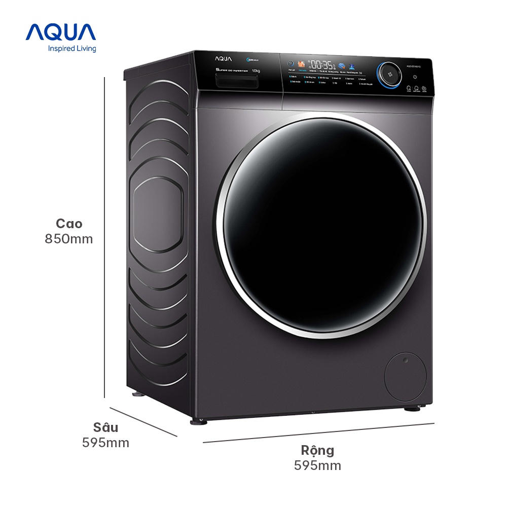 Freeship Toàn Quốc - Máy giặt cửa trước Aqua 10kg AQD-DD1001G.PS