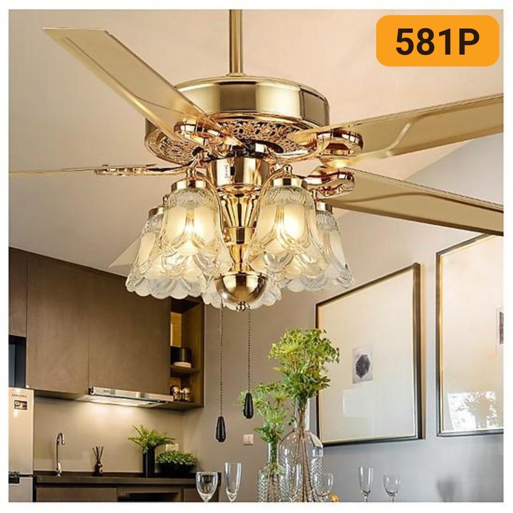 Quạt Trần 581P Chạy 6 Cấp Độ Gió 5 Chao , Có Điều Khiển, Động Cơ Lõi Đồng