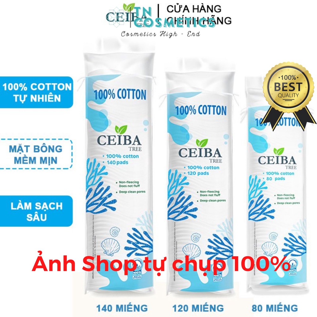 Bông Tẩy Trang Hữu Cơ Organic Ceiba Tree Chất Liệu 100% Cotton 80 miếng, 120 miếng, 140 miếng BTT388