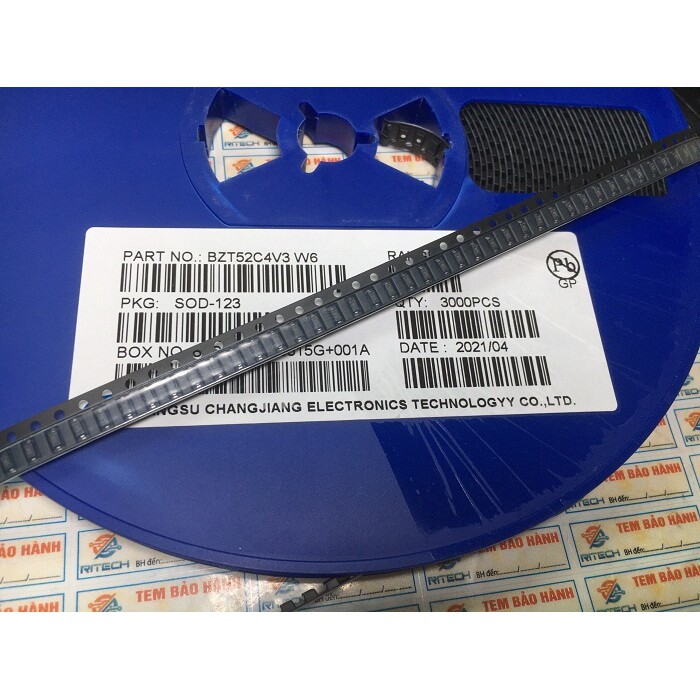 Combo 45 chiếc BZT52C4V3 kí hiệu W6 diode zenner 4.3V SOD-123 1206