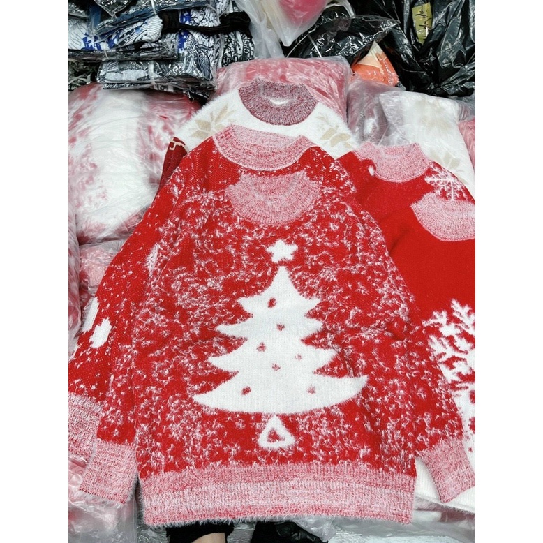 Áo Len Noel Nữ, Áo Cổ Tròn Tay Dài Form Dáng Rộng Chất Len Dày Dặn Họa Tiết Giáng Sinh Thời Trang Thu Đông Siêu Xinh, Ấm | BigBuy360 - bigbuy360.vn