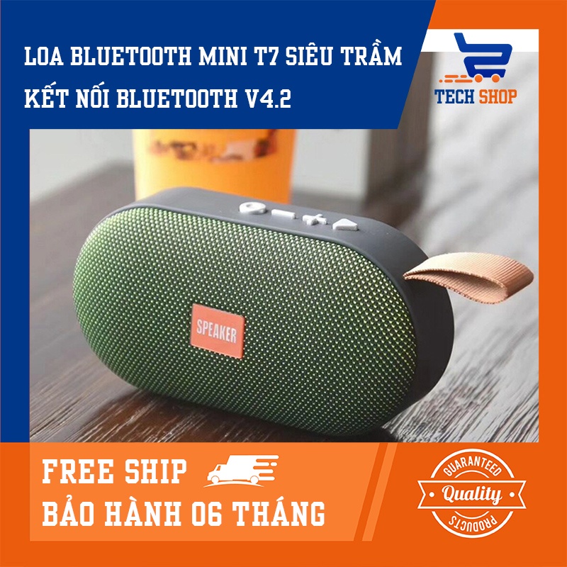 Loa bluetooth Mini T7 chính hãng Loa không dây di động công suất 5W Hệ thống âm thanh 3D Hỗ trợ FM thẻ nhớ TF