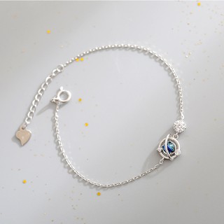 Vòng tay nữ lắc tay bạc s925 hành tinh xanh dương đính đá pha lê Cá jewelry LTB39