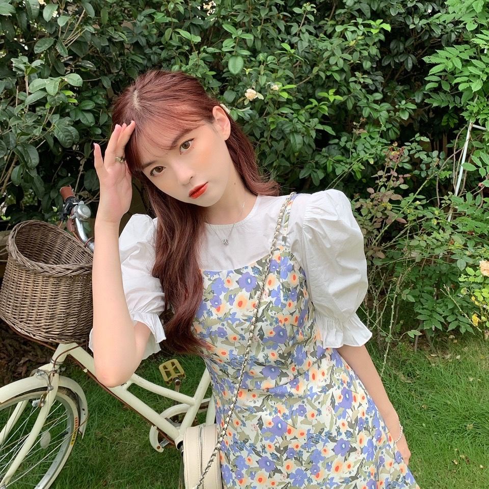 Đầm Hai Dây Họa Tiết Hoa Phong Cách Pháp Thời Trang Mùa Hè Hàng Mới 2022