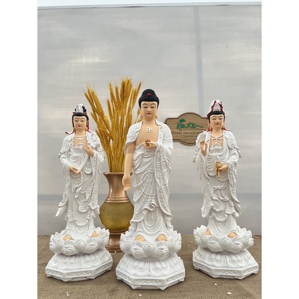 Bộ 03 tượng Tây Phương Tam Thánh 45cm  composite và Đá