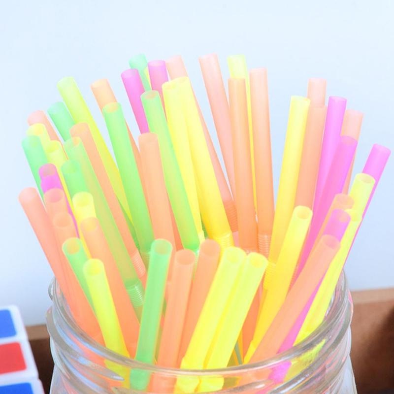 Set 100 Ống Hút Nhựa Màu Sắc Tươi Sáng Dùng Một Lần