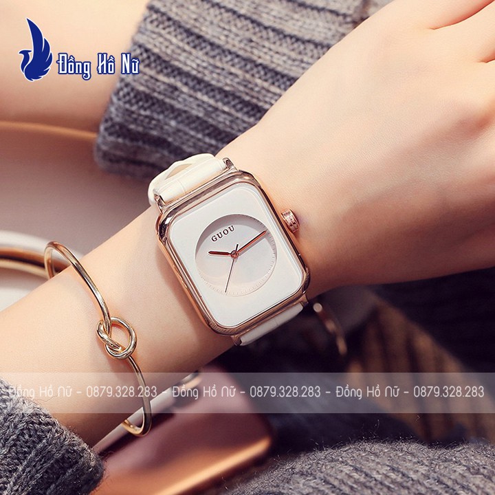 Đồng hồ nữ Guou 8162 ♥️FreeShip♥️ Dây da cao cấp, thiết kế trẻ trung, phong cách Hàn Quốc siêu đẹp ♥️ Bảo hành 12 tháng