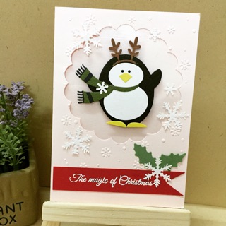 Thiệp Noel handmade chim cánh cụt XMAS1