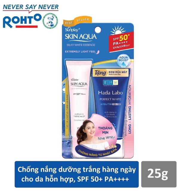 Combo kem chống nắng Sunplay Skin Aqua tặng ngay sữa rửa mặt Hadalabo 25g hoặc dung dịch dưỡng hadalabo 40ml | BigBuy360 - bigbuy360.vn