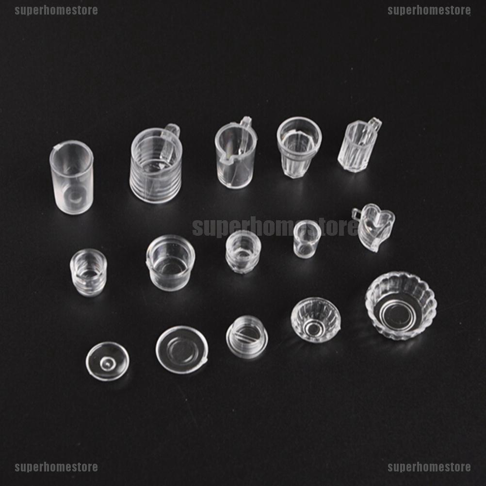 Set 15 Ly Mini Trong Suốt Dùng Để Trang Trí Nhà Búp Bê