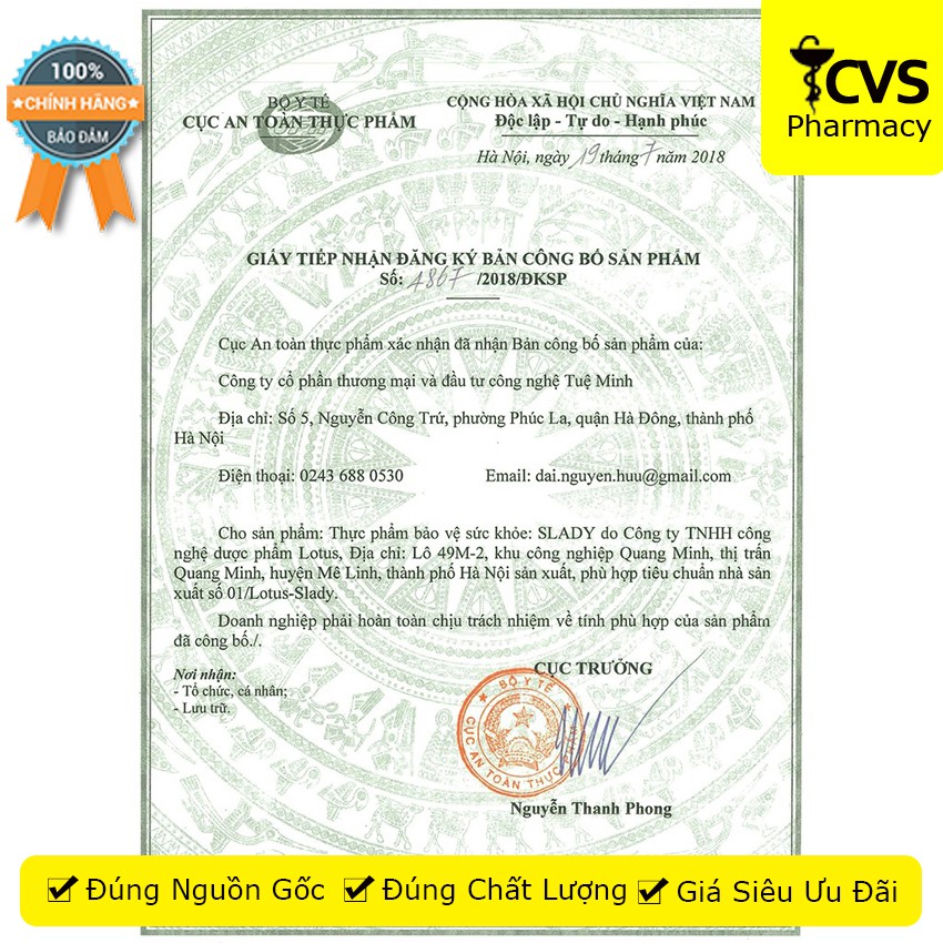 Viên Uống Nội Tiết Tố SLADY - Dành Cho Phụ Nữ Tiền Mãn Kinh (Lọ 60 viên)