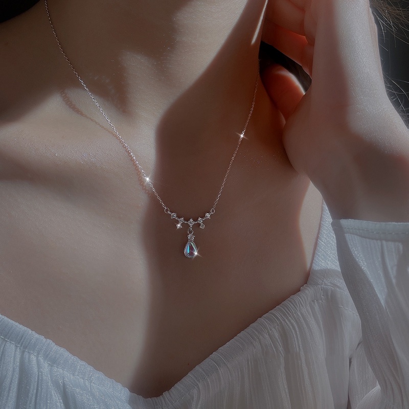 Vòng cổ Mặt Hình Đôi Cánh Thiên Thần Đính Đá Mặt Trăng Phong Cách Hàn Quốc Đơn Giản Dành Cho Bạn Nữ