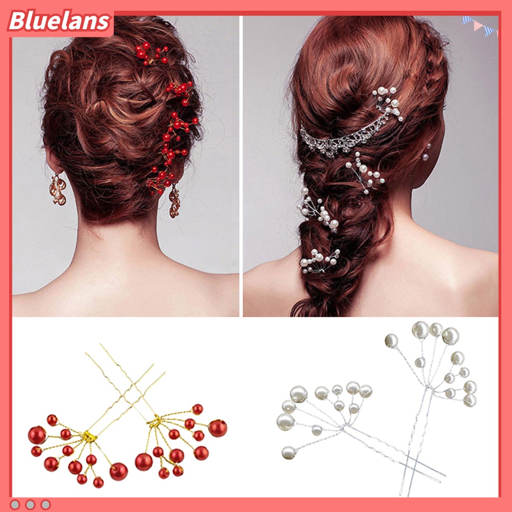 Set 2 KẹP TóC PhốI HạT NgọC Trai Giả ThờI Trang Cho Nữ