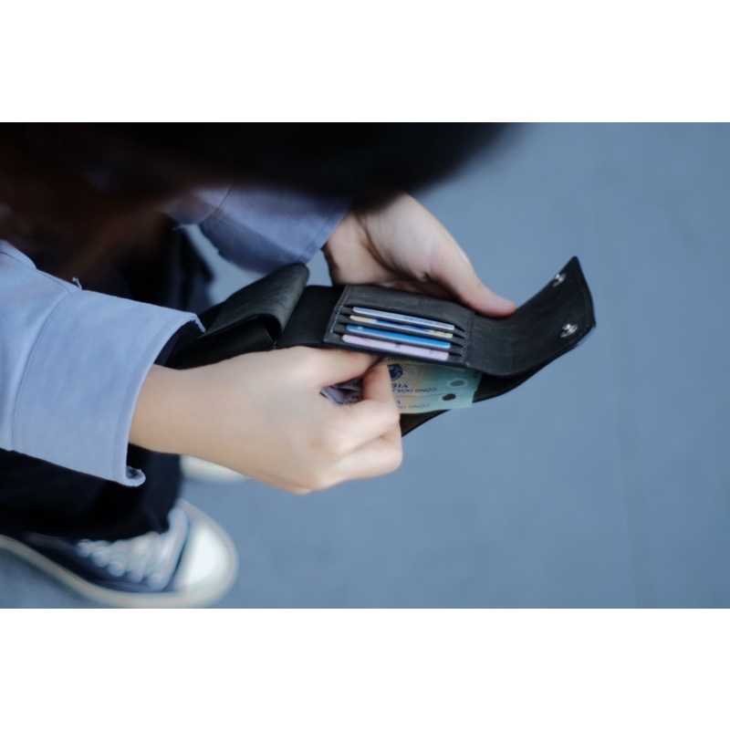 VÍ COIN DA BÒ THẬT HANDMADE CÓ NGĂN ĐỰNG CHÌA KHÓA