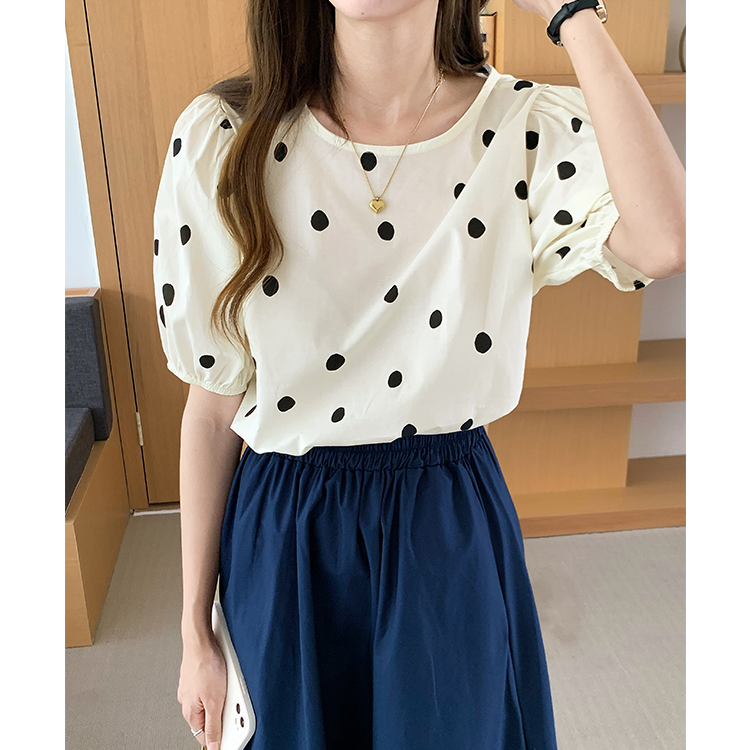 SUXI Áo Lửng Tay Ngắn Chấm Bi Thời Trang Dành Cho Nữ