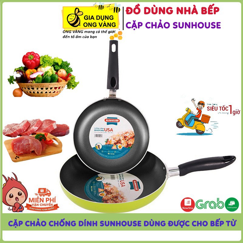 Combo 2 Chảo Chống Dính Sunhouse Dùng Được Cho Bếp Từ, Tiện Dụng Cho Căn Bếp Của Bạn