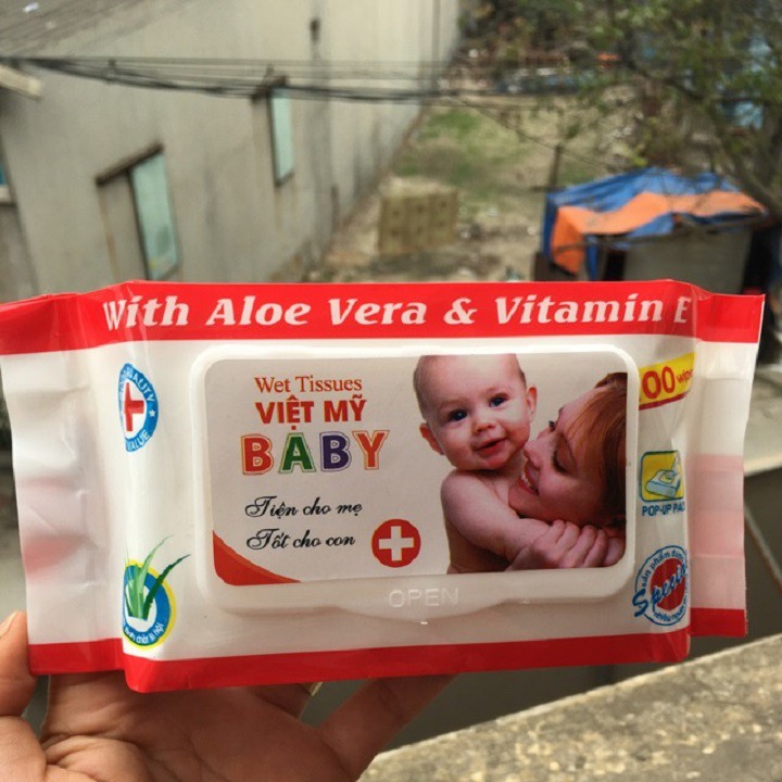 [Siêu Sale] Combo 10 Hộp Khăn Giấy Ướt BABY Việt Mỹ 100 Tờ Không Mùi Có Nắp