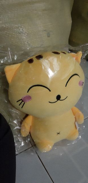 Thú bông hình mèo con vàng và hồng sen