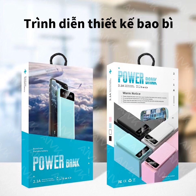 Sạc Dự Phòng 10000mah Sạc Dự Phòng Sạc Tích Hợp Màn Hình Hiển Thị LED Dung Lượng 10000MAH