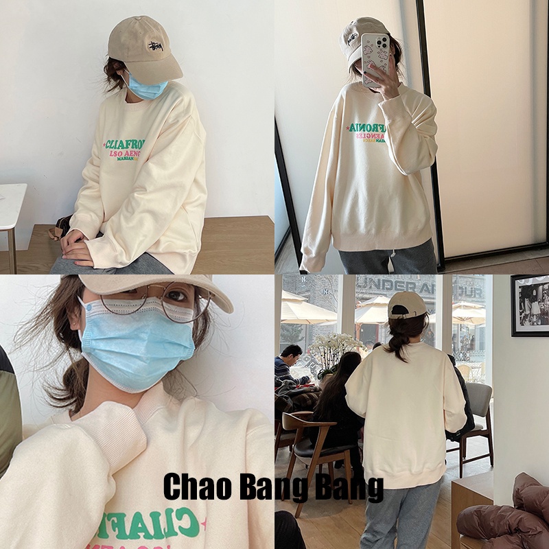 Áo Sweater Tay Dài Cổ Tròn In Họa Tiết Thời Trang Hàn Quốc Cho Nữ