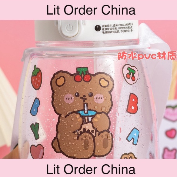Lit Bảng hình dán sticker hoạt hình gấu và thỏ dễ thương trang trí bình nước, điện thoại, sổ tay