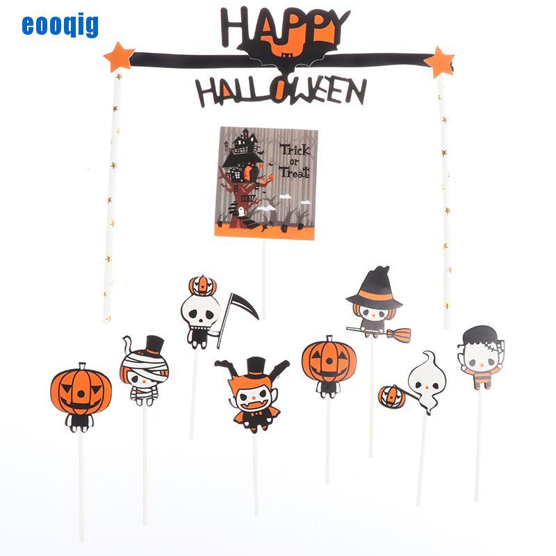 Topper Trang Trí Bánh Kem Hình Quả Bí Ngô Dùng Cho Tiệc Halloween