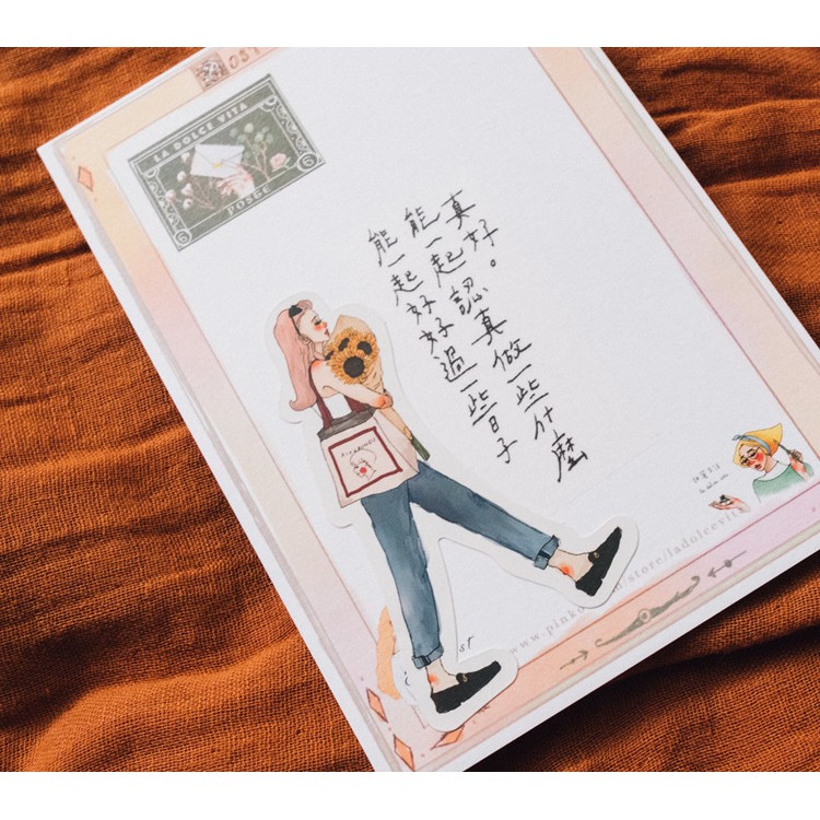 Sticker cô gái Vintage Style trang trí Bullet Journal S11 Taro Stationery