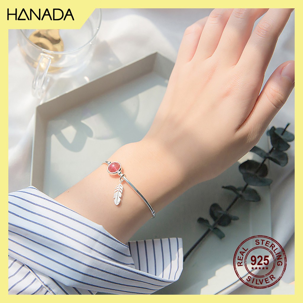 Lắc Tay Bạc 925 Hanada Đá Phối Lông Vũ