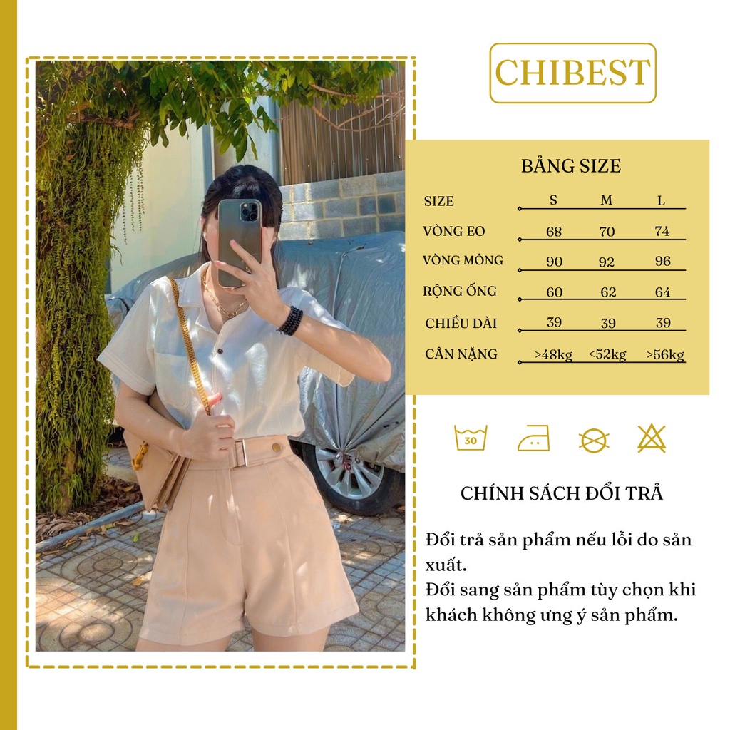 Quần short nữ quần đùi nữ đai nút bấm CHIBEST YQB23