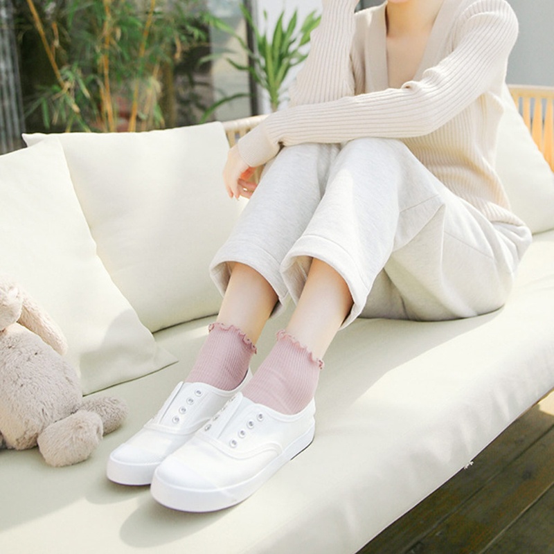 Xiangbao Vớ Cotton Dệt Kim Cổ Thấp Tới Mắt Cá Chân Giữ Ấm Đơn Giản Dễ Thương Cho Nữ