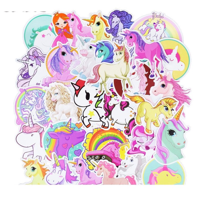 Sticker Unicorn 30-60 cái ép lụa / Hình dán cute Unicorn