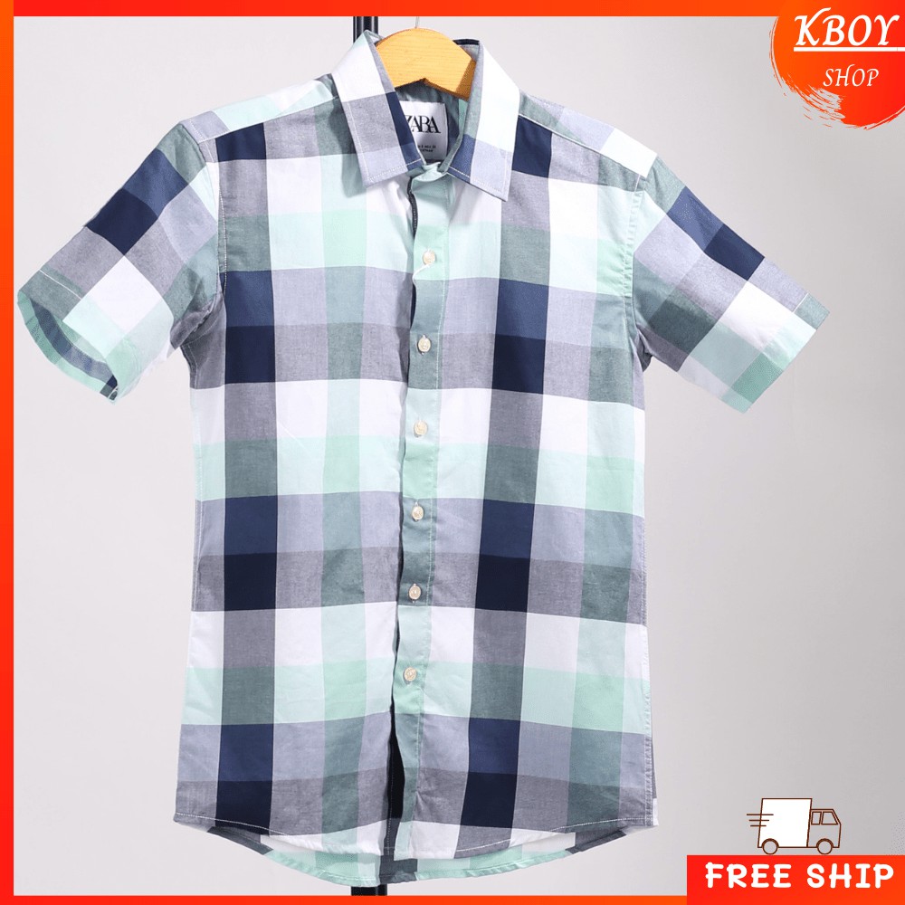 Áo sơ mi nam tay ngắn cotton spandex caro vải co giãn nhẹ mềm mịn thoáng mát - T04 | BigBuy360 - bigbuy360.vn