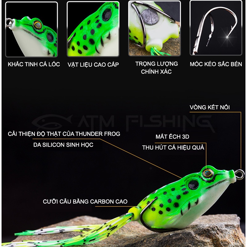 Mồi Câu Lure - Mồi GIả Nhái Hơi Câu Lure Cá Quả - Nhái Hơi Nhái Nhảy 3D - KhoaHuyen Fishing