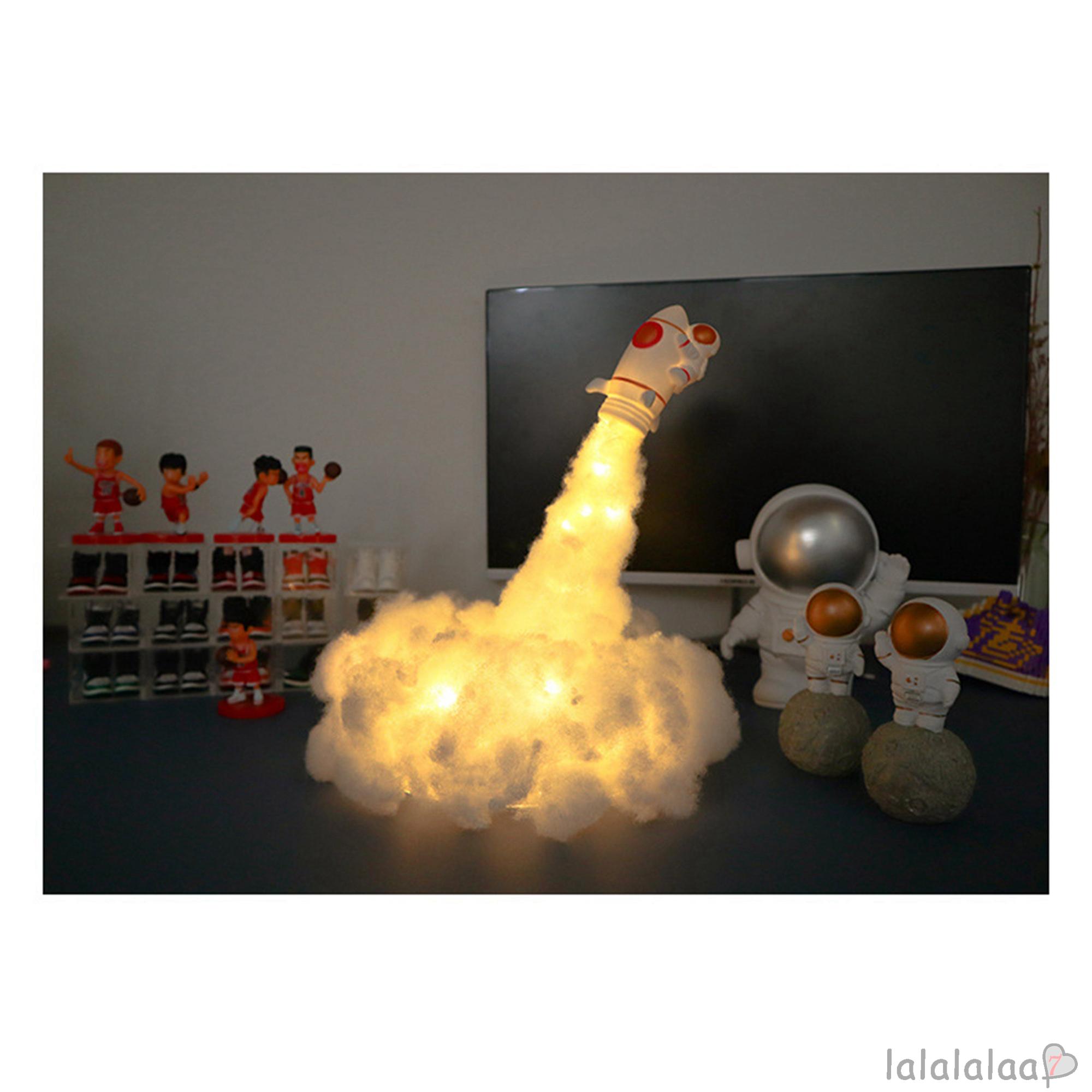 LAA7-DIY Decorative LED Lights, Handmade Clouds Astronaut with Rocket Warm Lamp for Home, Café, Restaurant