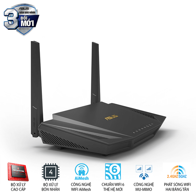 Bộ Phát Wifi Asus RT-AX56U Băng Tần Kép AX1800 WiFi6 MU-MIMO OFDMA AiProtection Pro | WebRaoVat - webraovat.net.vn