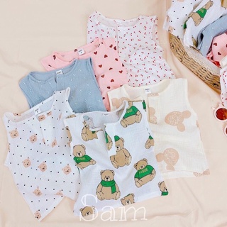 Bộ xô muslin cho bé, chất xô mềm mịn