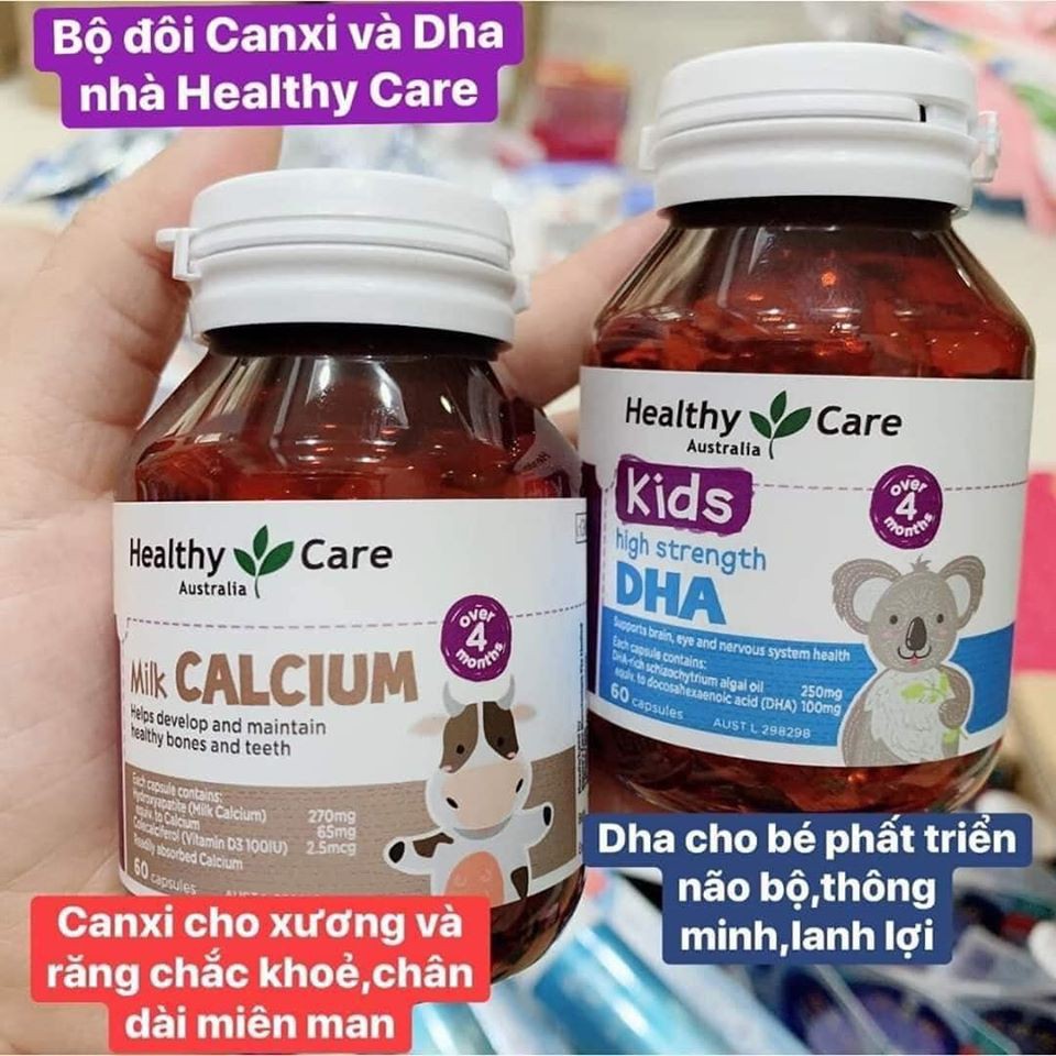 Viên uống DHA Kids Healthy Care Úc Date 2023 60 viên Cho Bé Từ 4 Tháng Thông Minh Hơn