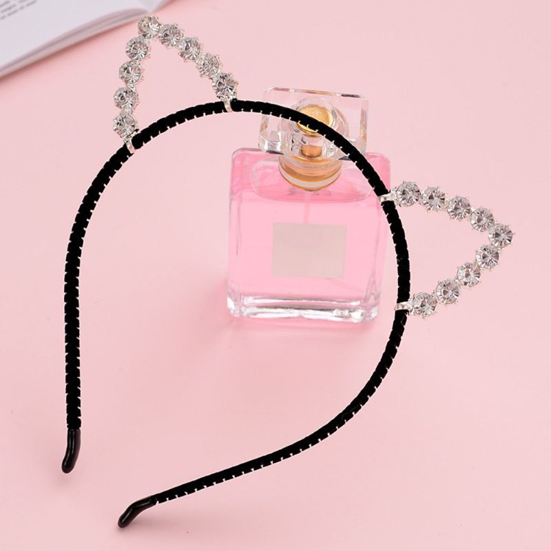 Băng Đô Cài Tóc Hình Tai Mèo Đính Đá Dễ Thương Cho Nữ