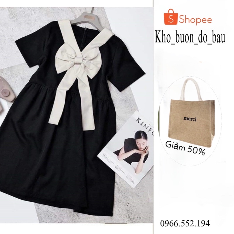 [Siêu sale]Váy bầu đầm bầu  nơ ngực ☘️chất lụa Hàn mát mềm mịnthiết kế sang chảnh