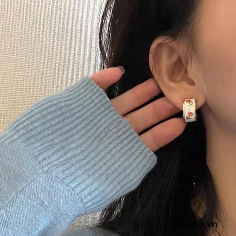 Hoa Tai Mạ Bạc 925 Hình Hoa tulip Xinh Xắn Cho Nữ