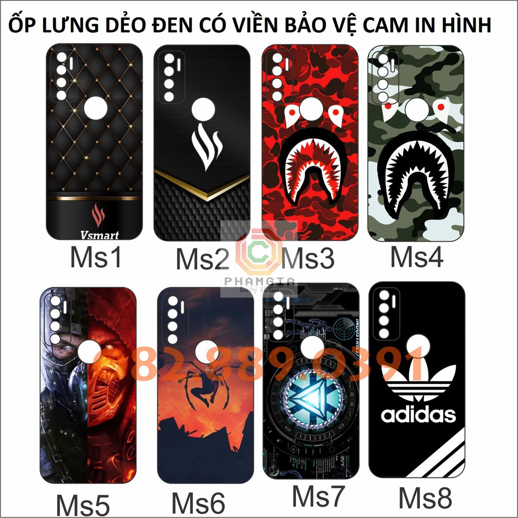 Ốp lưng Vsmart Live 4 dẻo đen có viền bảo vệ cam in hình chiến binh
