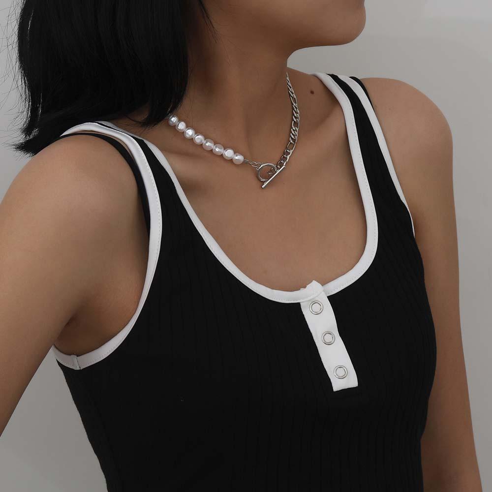 Vòng Cổ Choker Đính Ngọc Trai Nhân Tạo Có Khóa Phong Cách Baroque Cá Tính Dành Cho Nữ