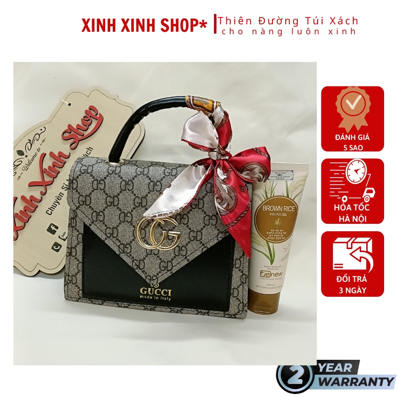 Túi xách nữ GC đeo chéo đẹp size 20cm 2 ngăn 4 màu vừa điện thoại tặng kèm nơ lụa cao cấp hợp thời trang