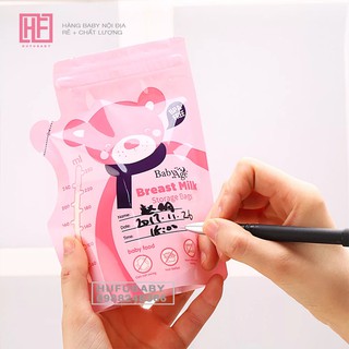 Hộp 30 túi trữ sữa Baby Age loại 100ml và 250ml có 2 zip
